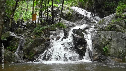 Mae Kampong Waterfall in Thailand on a natural background