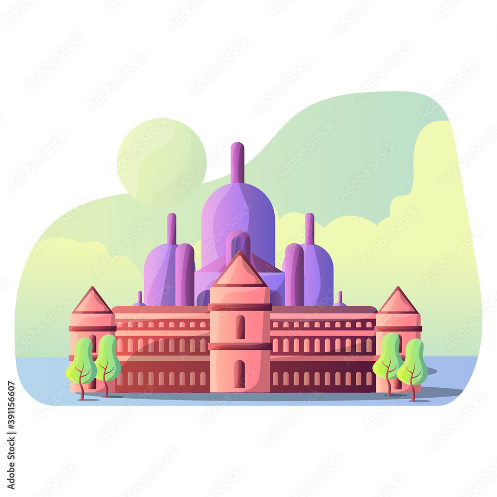 Vector illustration design of Montmartre and palace versailles as a tourist destination and landmark
