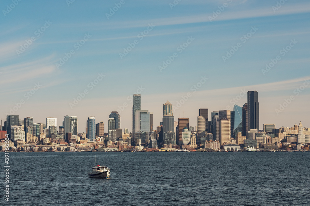 Puget Sound with the Seattle Skyline in the background