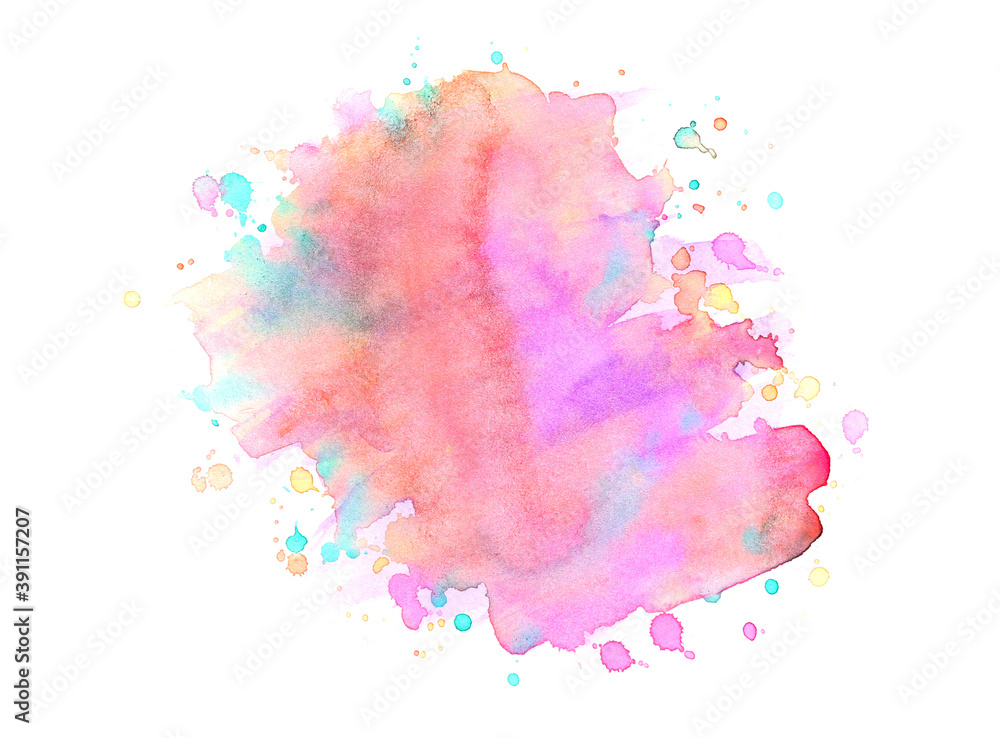 art splashes of paint watercolor on white background.