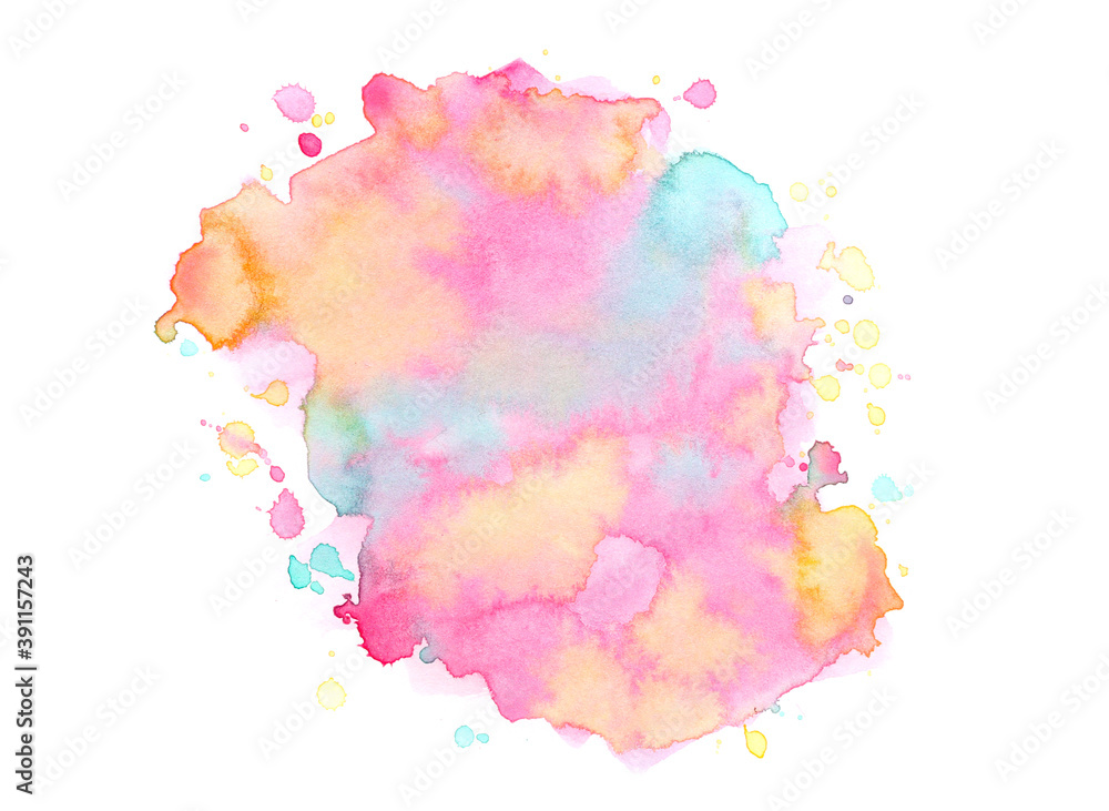 watercolor paint of splashes on white.