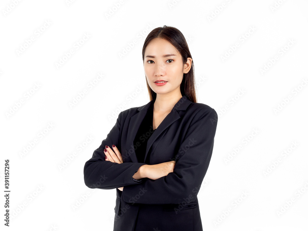 A pretty young Asian business woman in black suit. A pretty young Asian business woman in black suit.