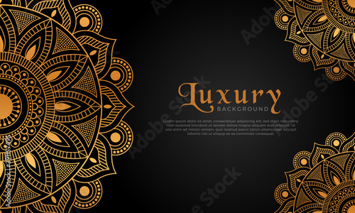 Luxury mandala background with floral ornament pattern. Hand drawn gold mandala design. Vector mandala template for decoration invitation, cards, wedding, logos, cover, brochure, flyer, banner.