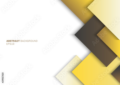 Abstract template yellow square with shadow overlapping layer on white background