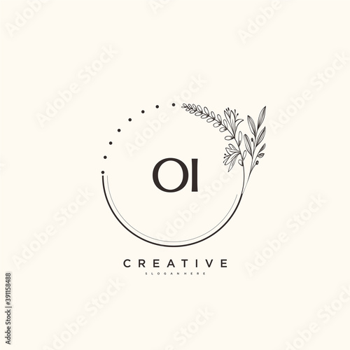 OI Beauty vector initial logo art, handwriting logo of initial signature, wedding, fashion, jewerly, boutique, floral and botanical with creative template for any company or business.