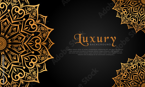 Luxury mandala background with floral ornament pattern. Hand drawn gold mandala design. Vector mandala template for decoration invitation, cards, wedding, logos, cover, brochure, flyer, banner.