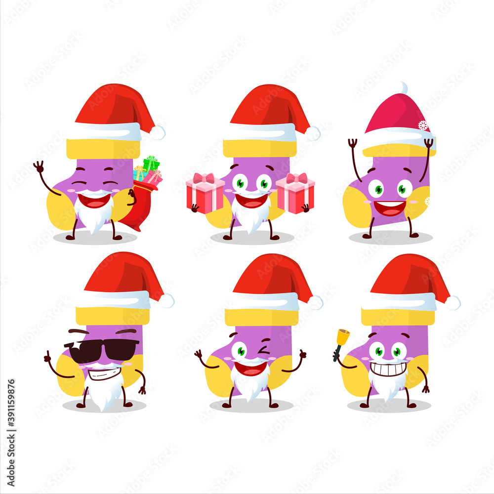 Santa Claus emoticons with baby purple socks cartoon character Santa Claus emoticons with baby purple socks cartoon character