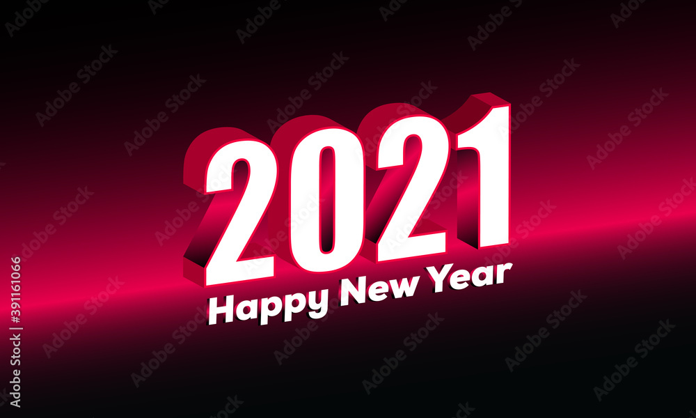 Fototapeta premium 2021 Happy New Year, 3D text Effect