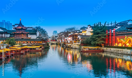 Ancient buildings of the Qinhuai River and Confucius Temple in Nanjing © 昊 周