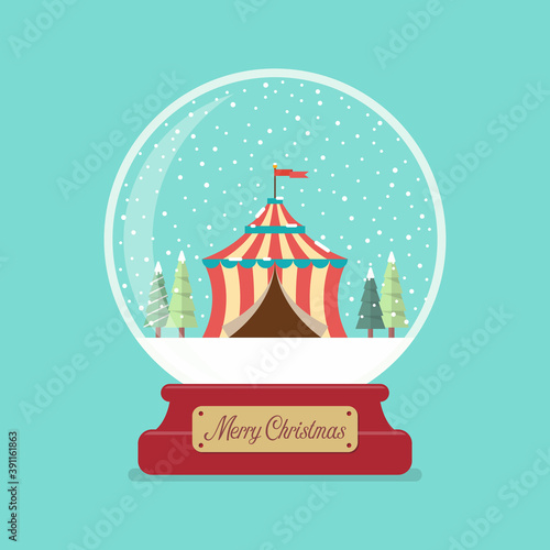 Circus tent in Merry christmas glass ball