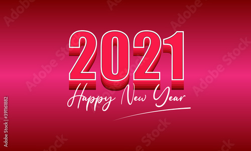 2021 happy new year- Pink- 3D Style