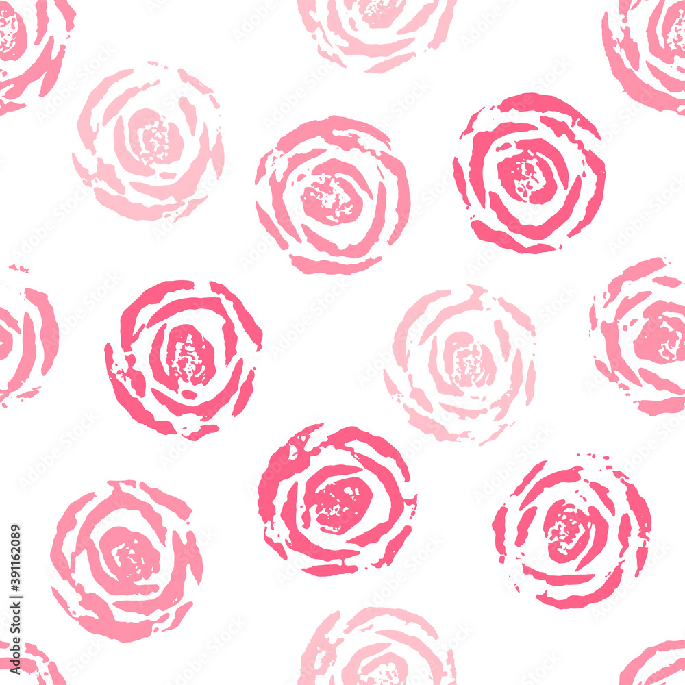 custom made wallpaper toronto digitalSeamless pattern made from rose acrylic imprints isolated on white. Floral romantic background.