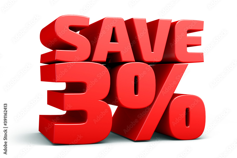 Red text, save 3% isolated on white background discount. 3 percent. Sales concept. 3d illustration.
Red text, save 3% isolated on white background discount. 3 percent. Sales concept. 3d illustration.