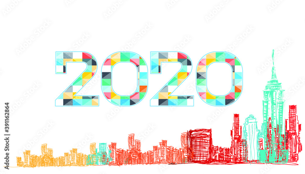 Happy new year 2020  background Vector illustration.