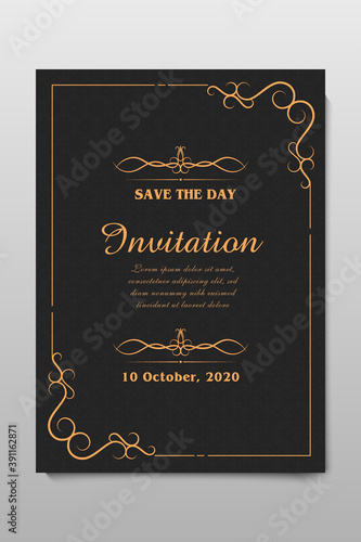 Elegant Business Card Template. Cover, Booklet, Greeting Card and Poster Retro Gold Design. Premium Invitation. Vector illustration