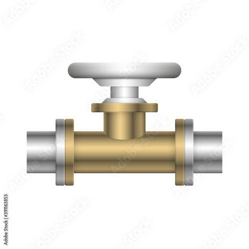 Control valve and pipe vector icon. Used to flow control and transportation fluid or gas i.e. crude, oil, natural gas, sewage, water, wastewater in oil industry, plumbing, water supply and irrigation