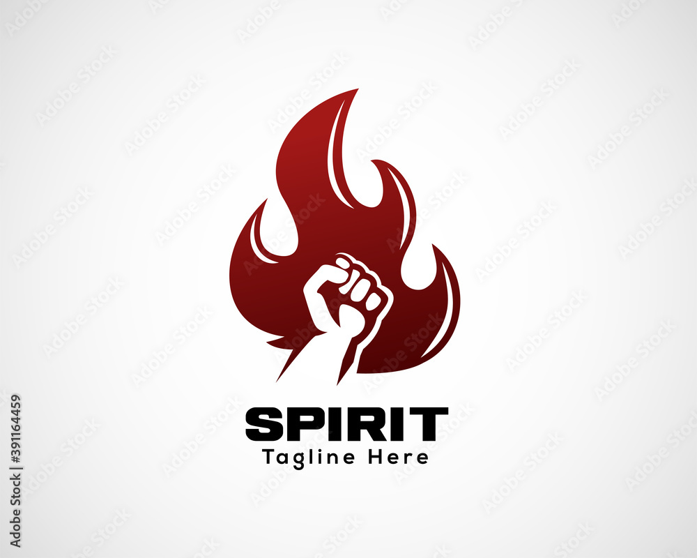 hand up clenched fire spirit icon logo symbol design hand up clenched fire spirit icon logo symbol design