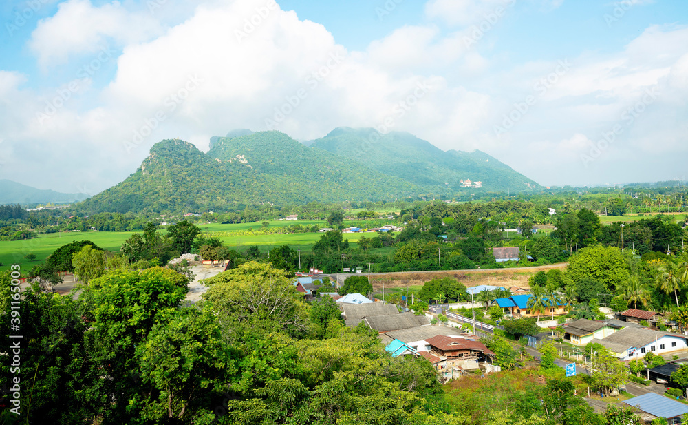 Landscape  Hill view from Tiger Cave Temple in Kanchanaburi , Thailand.