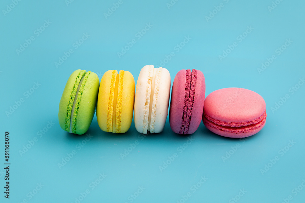 French multicolored macaroons. Dessert. French multicolored macaroons. Dessert.