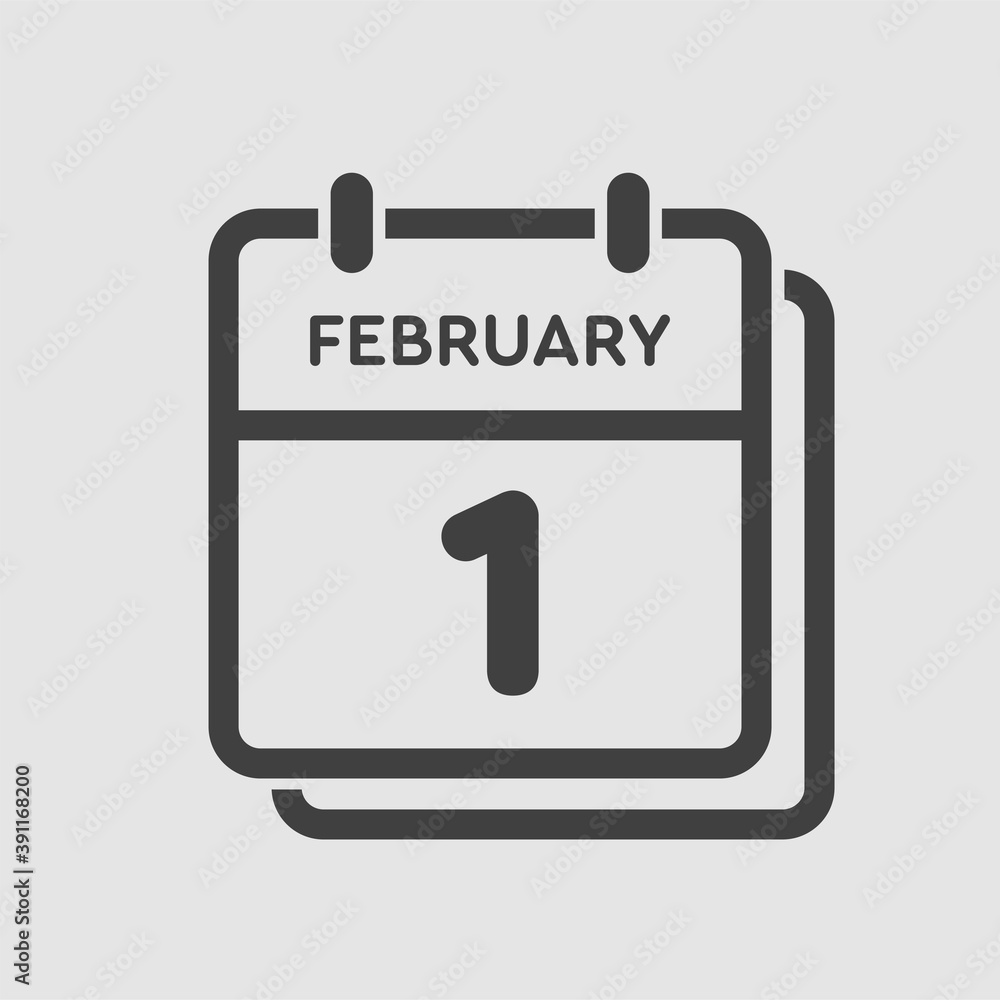 Icon day date 1 February, template calendar page Icon day date 1 February, template calendar page