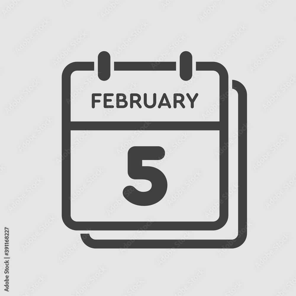 Icon day date 5 February, template calendar page Icon day date 5 February, template calendar page