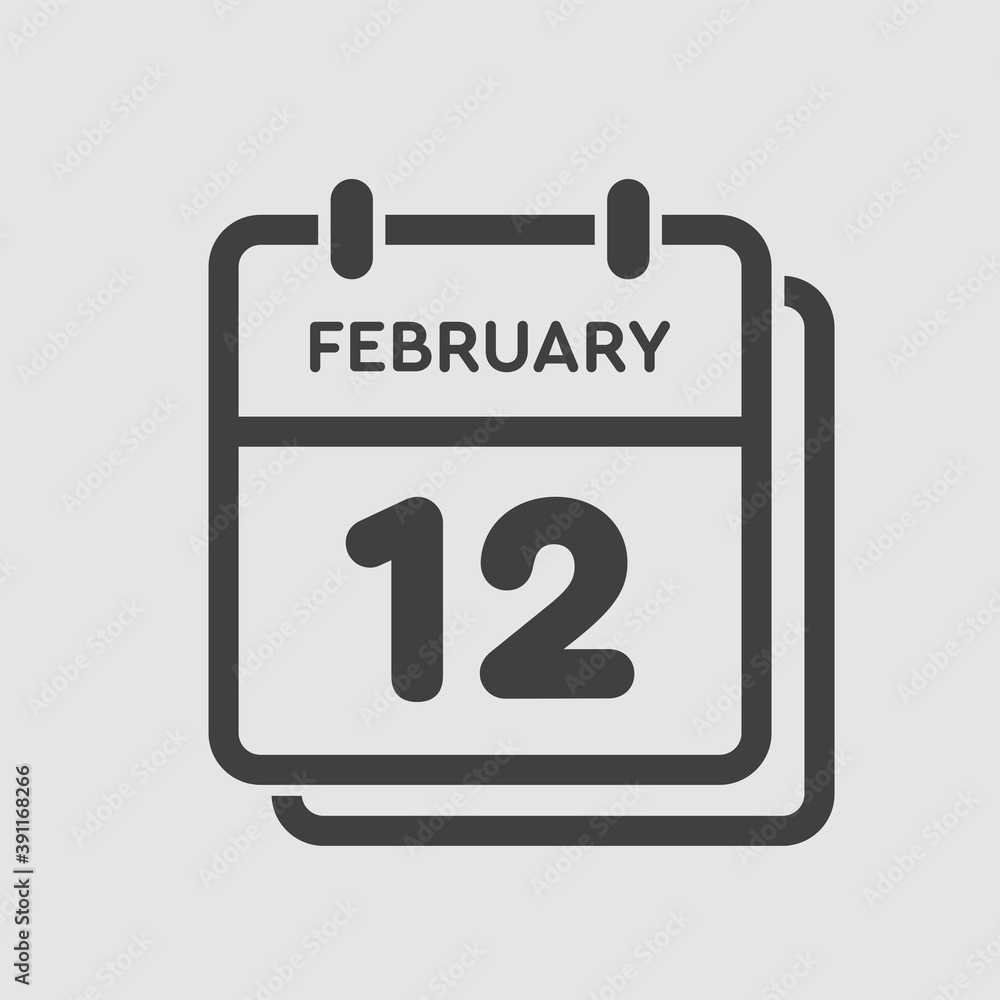 Icon day date 12 February, template calendar page Icon day date 12 February, template calendar page
