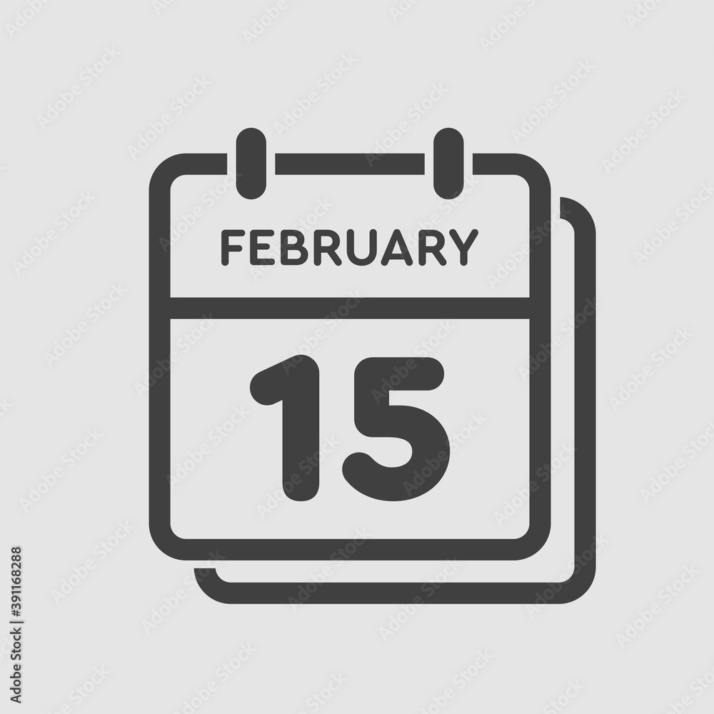 Icon day date 15 February, template calendar page Icon day date 15 February, template calendar page