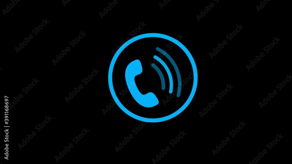 Aqua color phone calling animation on black background, Phone calling Aqua color phone calling animation on black background, Phone calling