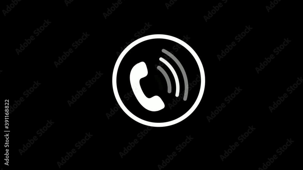 White phone calling animation on black background, Phone calling White phone calling animation on black background, Phone calling