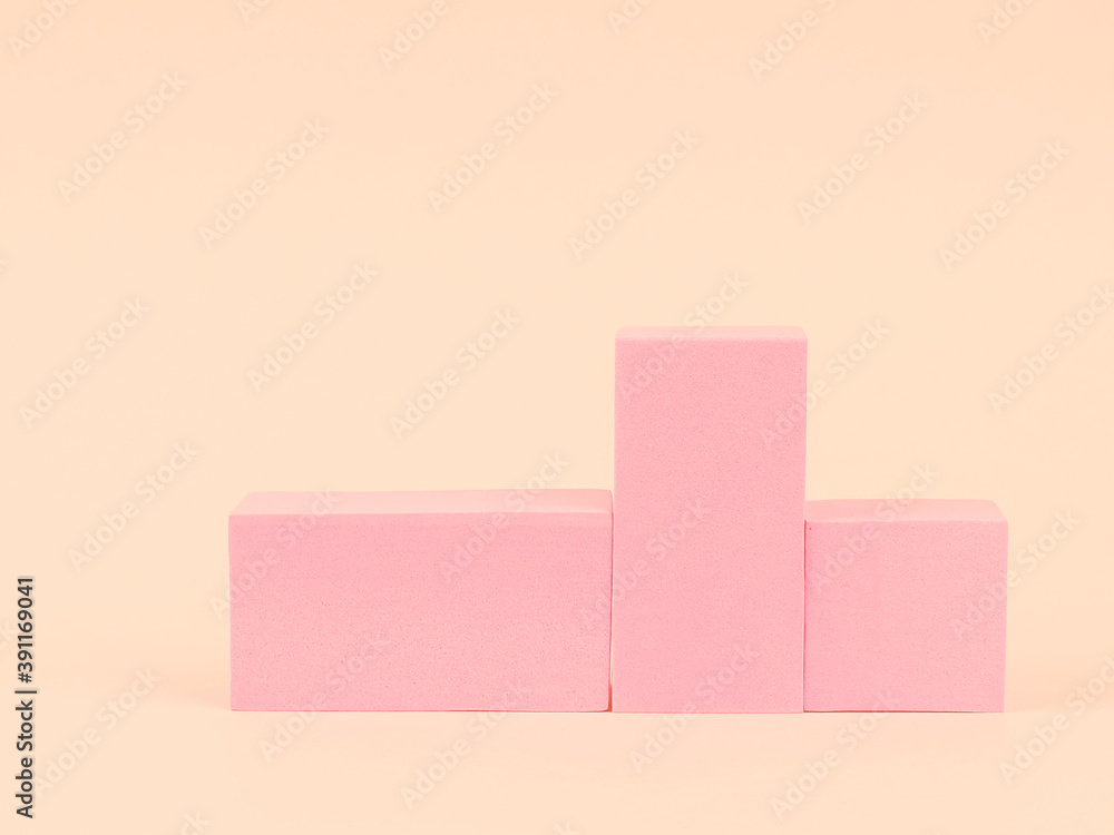 Stack of pink blocks. Geometrical figures still life composition. Platonic solids figures, simplicity concept photography. Pink rectangles and cylinders Stack of pink blocks. Geometrical figures still life composition. Platonic solids figures, simplicity concept photography. Pink rectangles and cylinders