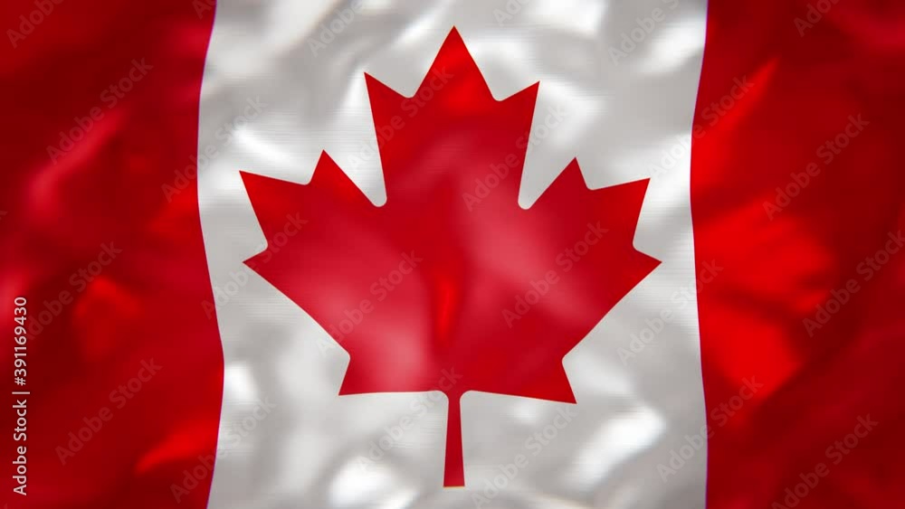 Realistic looping 3D animation of the national flag of Canada rendered in UHD Realistic looping 3D animation of the national flag of Canada rendered in UHD