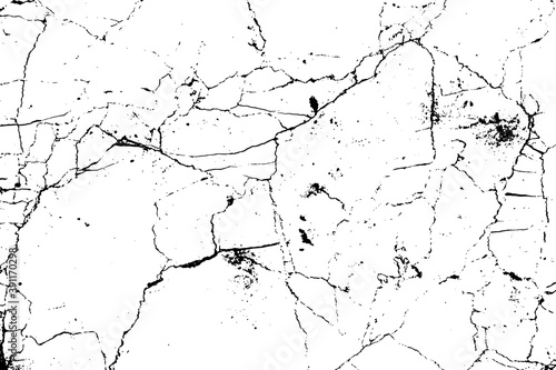 Black and white marble cracks simple texture. Vector illustration.