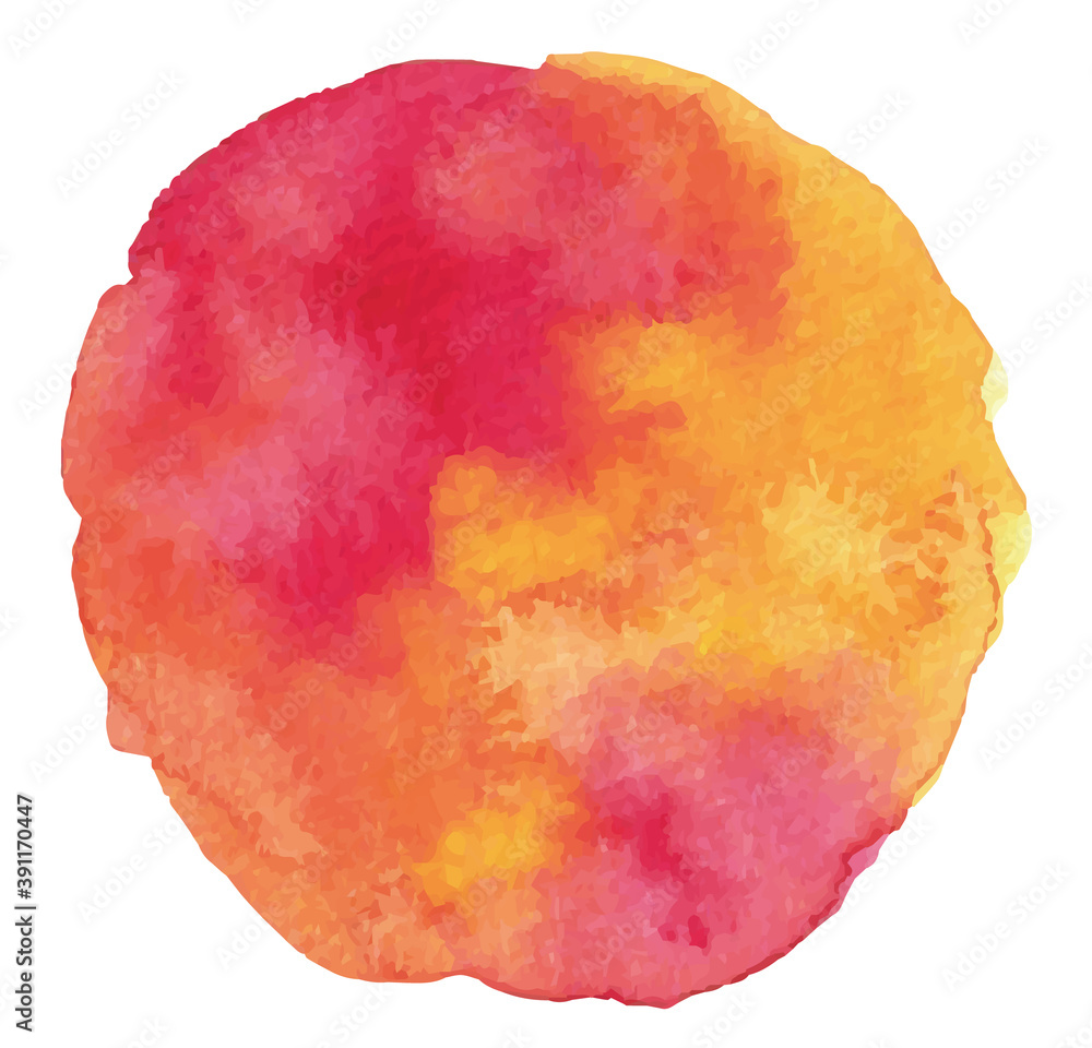 丸い水彩背景装飾イラスト 赤と黄色の滲み 丸い水彩背景装飾イラスト 赤と黄色の滲み