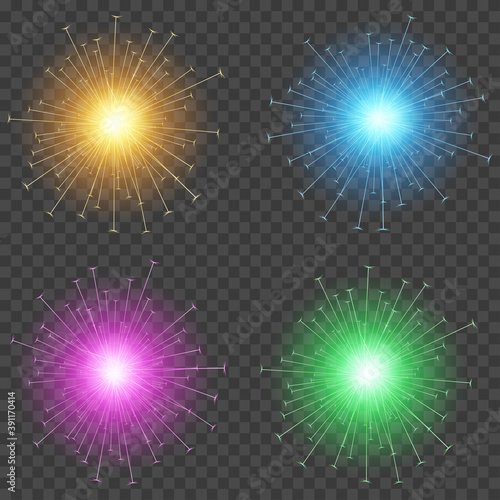 Xmas sparkler fire firework. Vector.