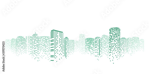 Night city vector illustration. Dark urban scape. Night cityscape in flat style, abstract background.