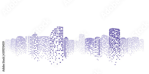 Night city vector illustration. Dark urban scape. Night cityscape in flat style, abstract background.
