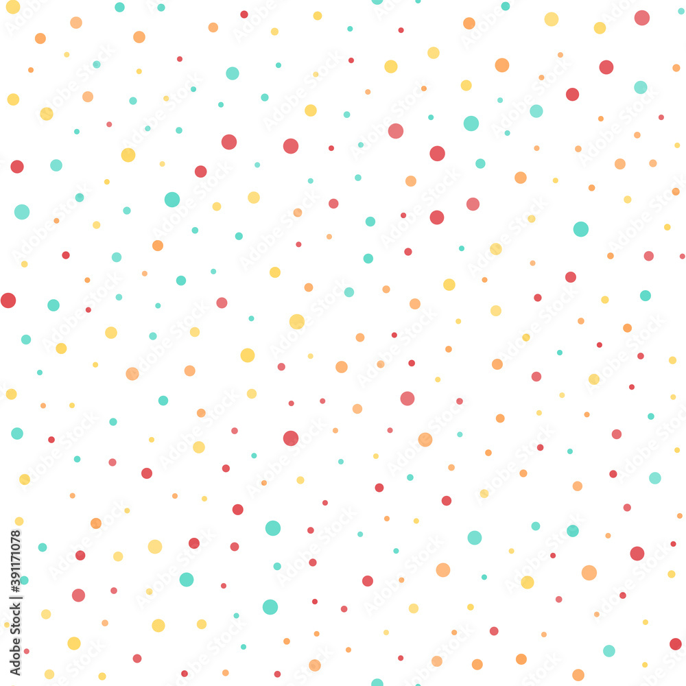 Seamless pattern with colorful dots on white background. Vector