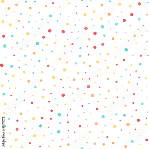 Seamless pattern with colorful dots on white background. Vector