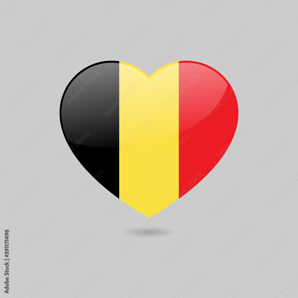 Fototapeta premium Vector Glossy Belgian Flag Heart