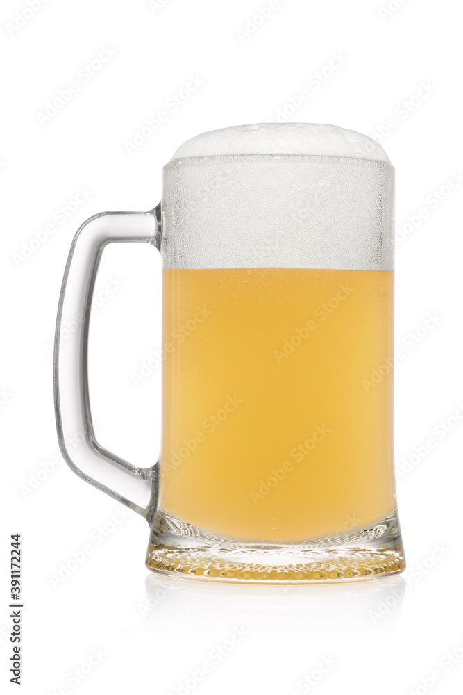 Stein with light wheat beer isolated on a white. Stein with light wheat beer isolated on a white.