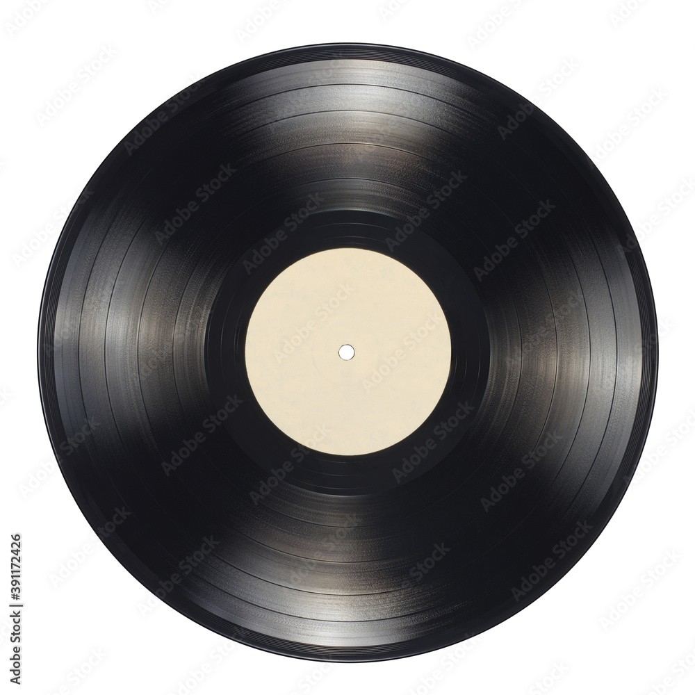 Obraz premium 12-inch vinyl record with blank label isolated.