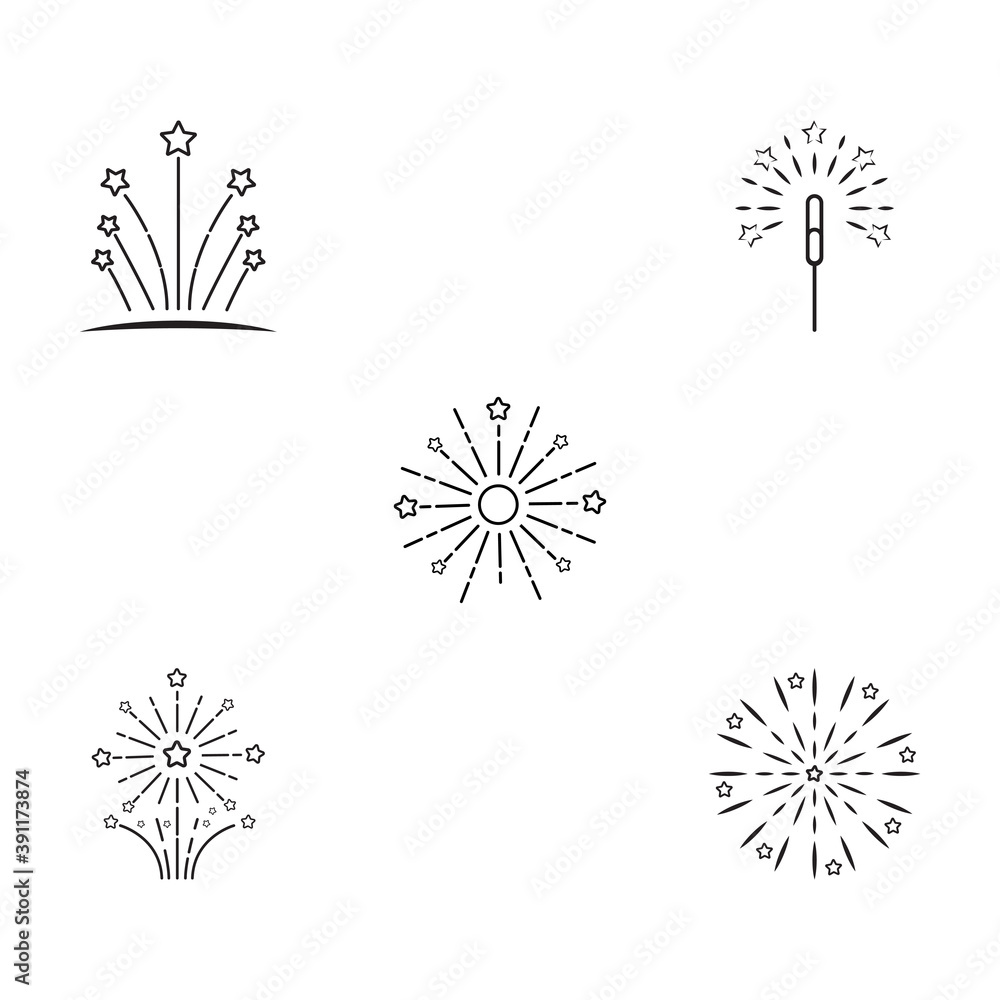 Obraz premium Set Fireworks Logo Template vector symbol