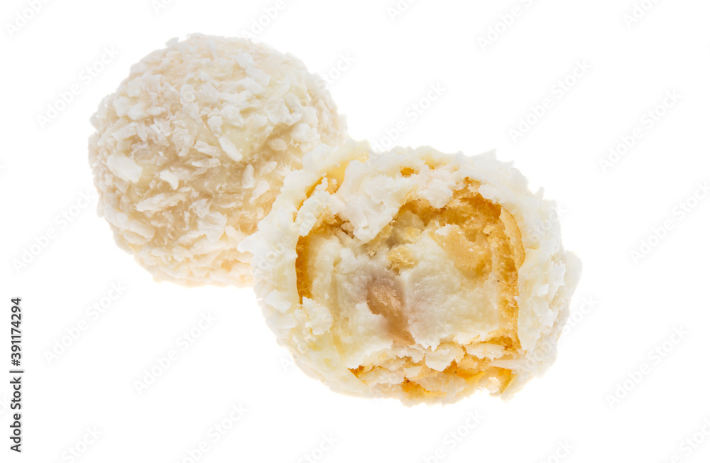 truffle in coconut flakes isolated truffle in coconut flakes isolated