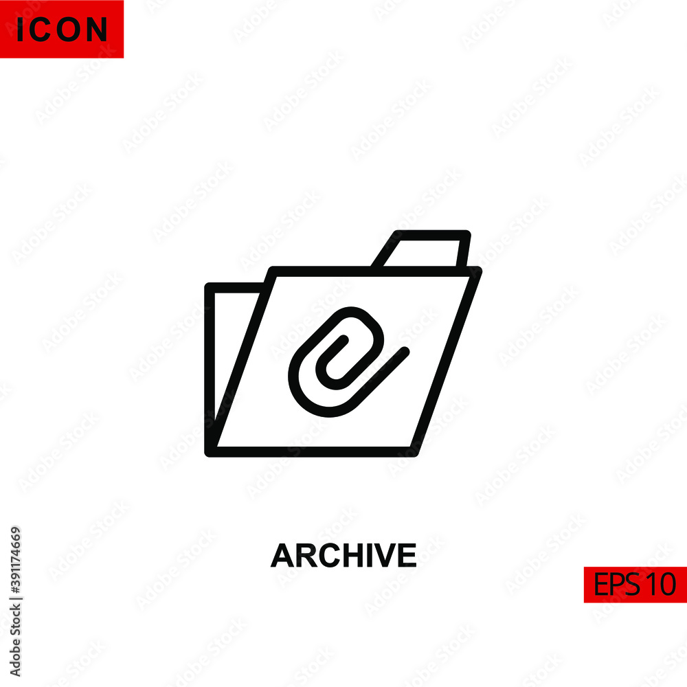 Icon folder file archive. Outline, line or linear vector icon symbol sign collection for mobile concept and web apps design. Icon folder file archive. Outline, line or linear vector icon symbol sign collection for mobile concept and web apps design.