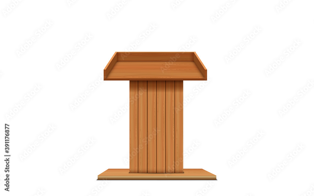 wooden announcement podium in the white studio room wooden announcement podium in the white studio room