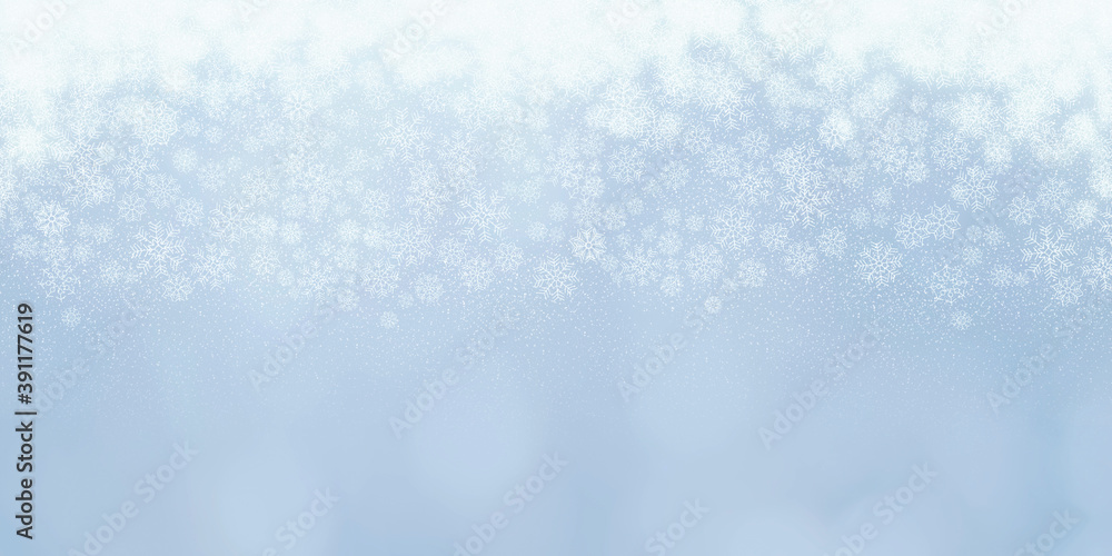 3d illustration Winter and white snow flakes.