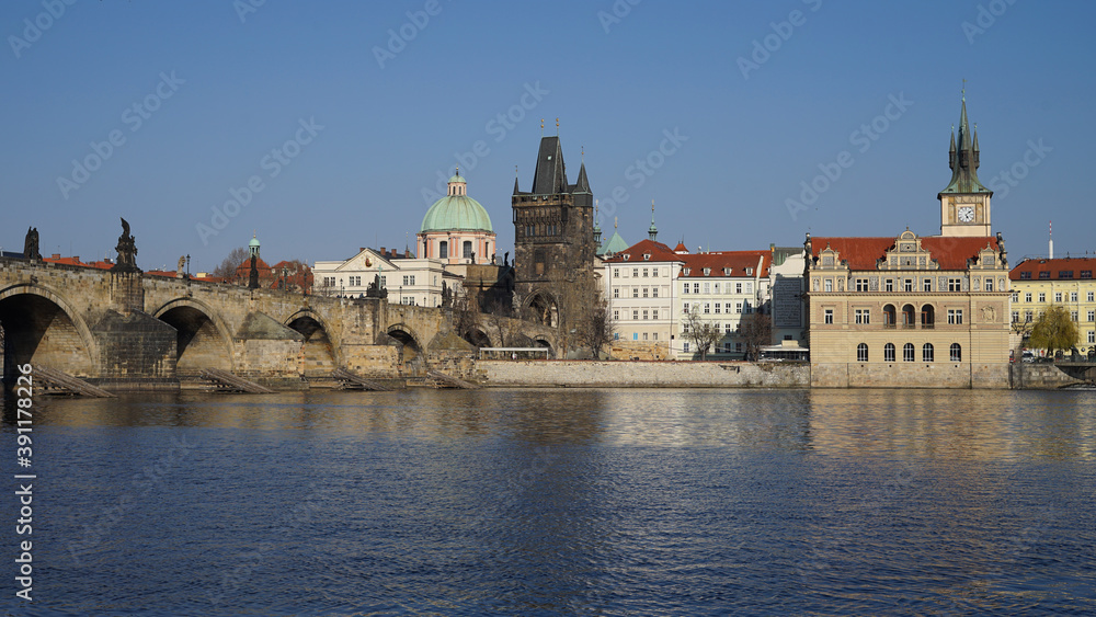 Historic center with famous Charles Bridge, Prague, Czech Republic