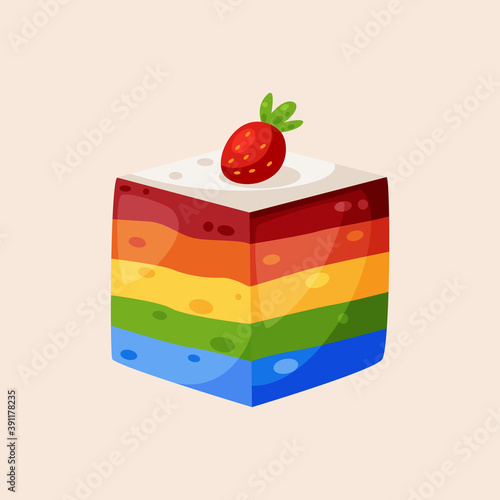 Delicious Rainbow cake vector illustration