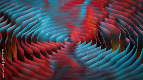 Blue and red rings with rip...