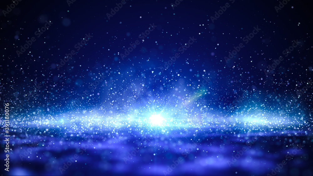 Obraz premium Beautiful Particles Dust Floating with Flare on Black Background.Particles In The Air With Bokeh